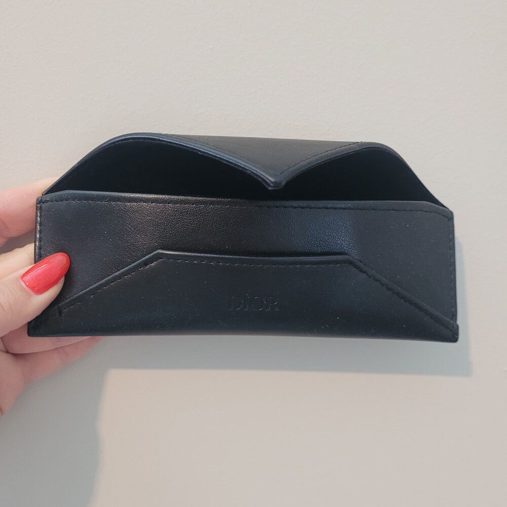Dior black leather glasses case